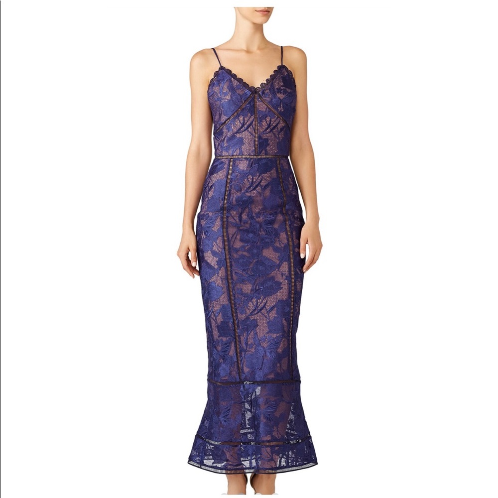 Marchesa Notte Purple Lace Dress